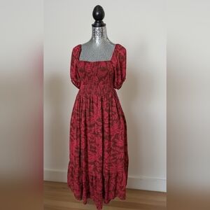 Torrid Red and Brown Floral Midi Dress